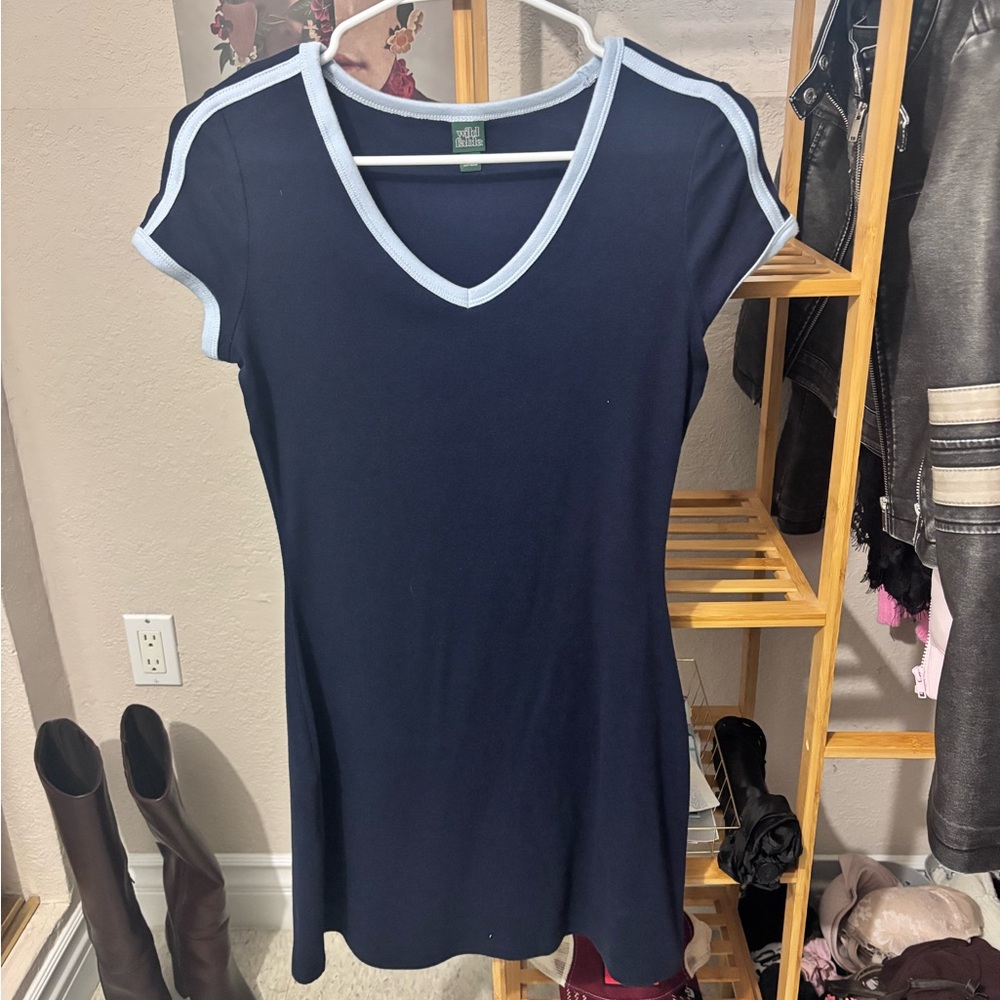 Wild Fable Navy and Light Blue V-Neck Tee